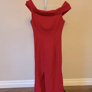 Long red dress with slate
